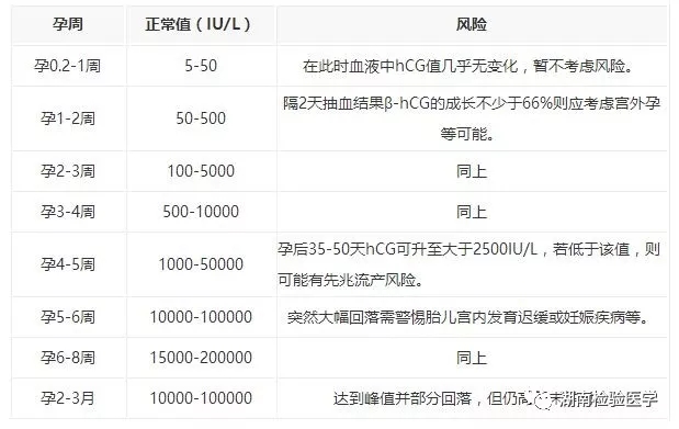 怀孕后HCG和孕酮正常数值对照表